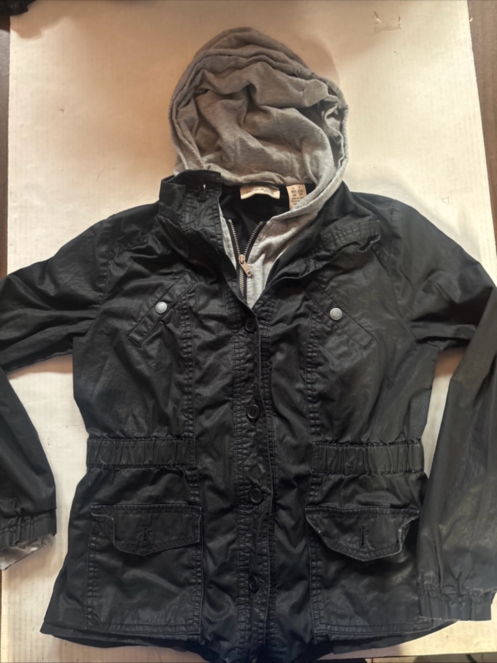 DKNY Black Utility Jacket w/ Grey Hood Insert